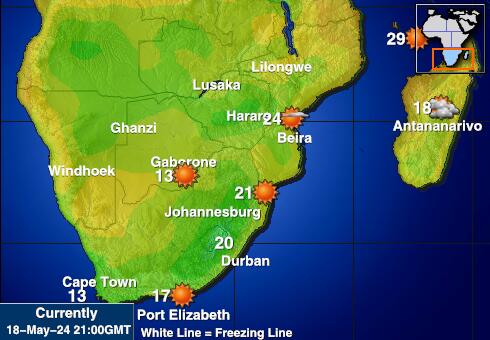Ботсвана Карта погоды Температура 
