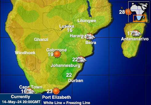 Ботсвана Карта температури погоди 