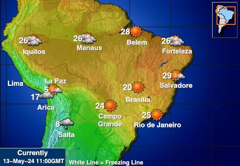 บราซิล แผนที่อุณหภูมิสภาพอากาศ 