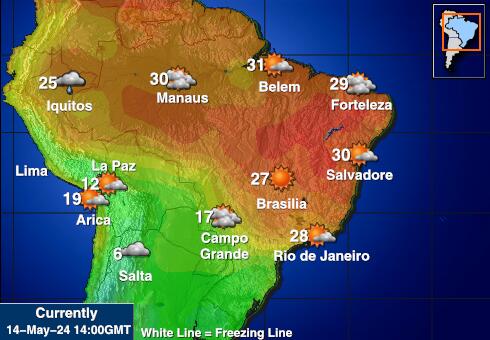 Бразил Временска прогноза, Температура, Карта 