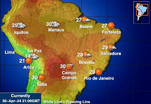 Бразилия Карта погоды Температура 