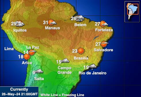 Brazílie Mapa počasí teplota 