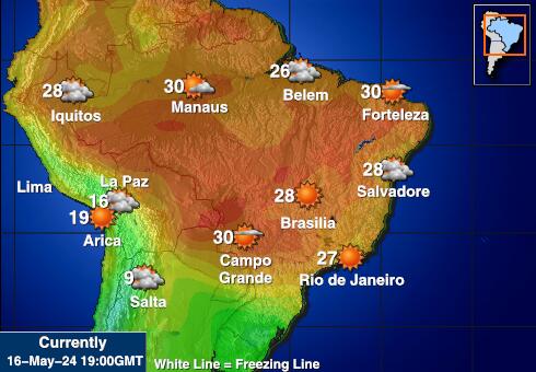 Brazília Mapa teplôt počasia 