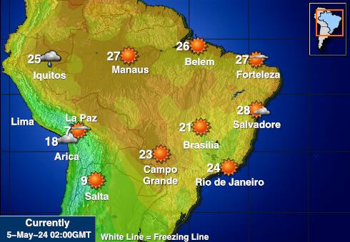 ब्राज़िल मौसम का तापमान मानचित्र 