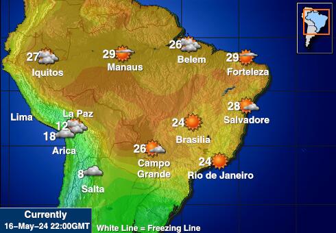 Brazil Vremenska prognoza, Temperatura, karta 