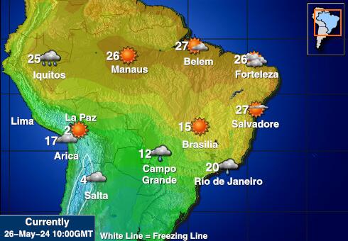Βραζιλία Θερμοκρασία Καιρός χάρτη 
