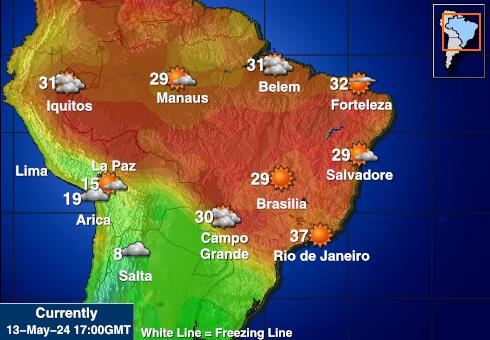 Brazil Vremenska prognoza, Temperatura, karta 