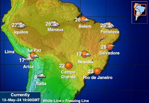 Brésil Carte des températures de Météo 