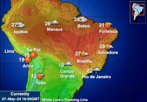 Brazil Peta suhu cuaca 