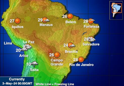 Brazília Mapa teplôt počasia 