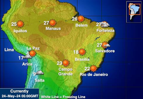 Brésil Carte des températures de Météo 