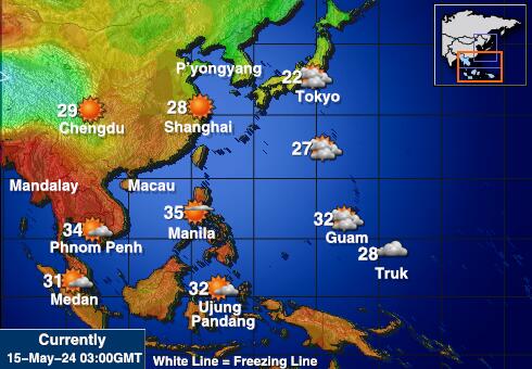 Бруней Температурна карта за времето 