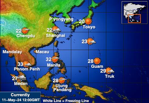 Brunei Weer temperatuur kaart 
