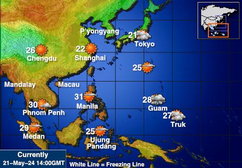 Brunei Weer temperatuur kaart 