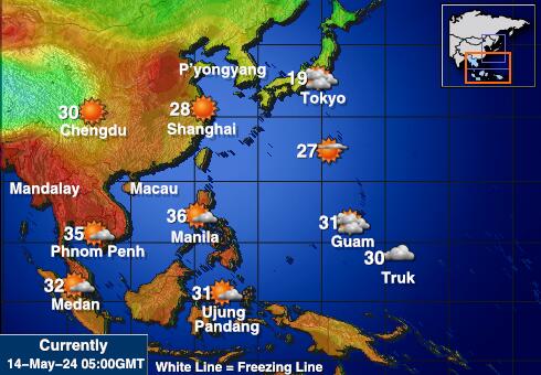 Brunei Wetter Temperaturkarte 
