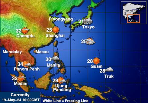 Brunei Harta temperaturii vremii 