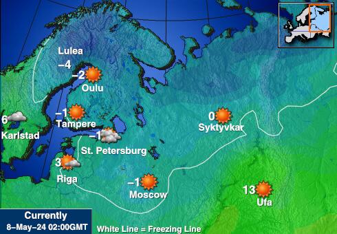 बुल्गारिया मौसम का तापमान मानचित्र 