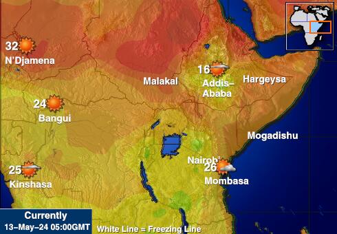 Burundi Bản đồ nhiệt độ thời tiết 