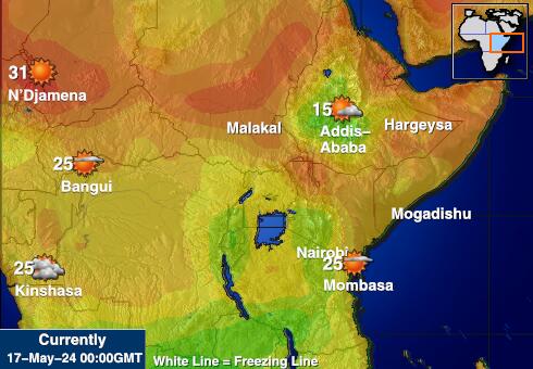 Burundi Ilm temperatuur kaart 