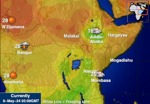Burundi Mapa teplôt počasia 