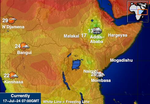 Burundi Mapa temperatura Tempo 