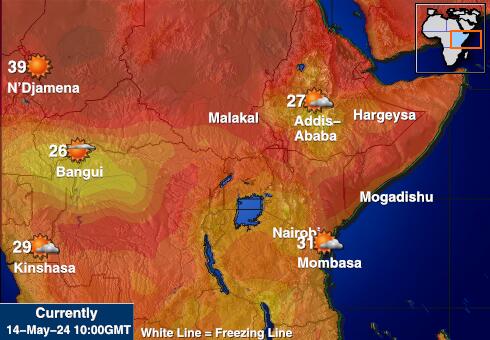 Burundi Vremenska prognoza, Temperatura, karta 