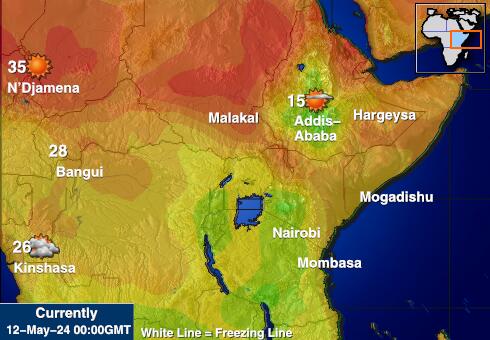 Burundi Vremenska prognoza, Temperatura, karta 