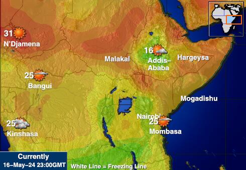 Burundi Időjárás hőmérséklet térképen 