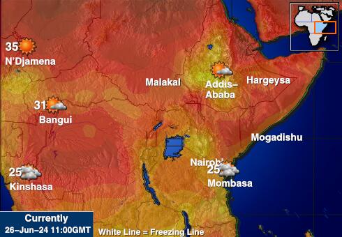 Burundi Harta temperaturii vremii 