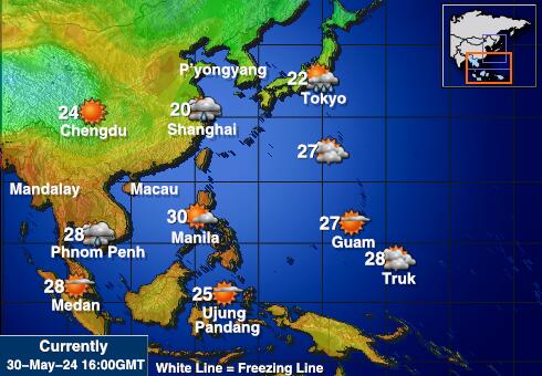 Камбоджа Карта погоды Температура 