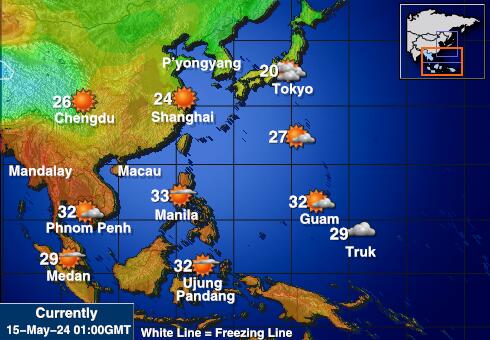 Камбоџа Временска прогноза, Температура, Карта 