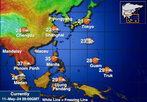 Kambodža Mapa teplôt počasia 