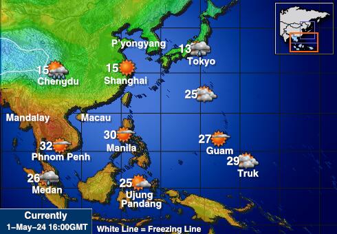 Камбоџа Временска прогноза, Температура, Карта 