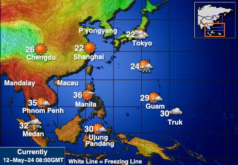 کمبوڈیا موسم درجہ حرارت کا نقشہ 