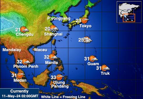 Campuchia Bản đồ nhiệt độ thời tiết 