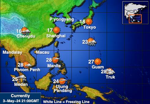 Камбоджа Температурна карта за времето 