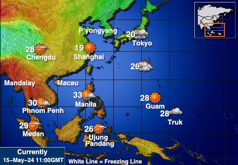 Kambodza Sää lämpötila kartta 