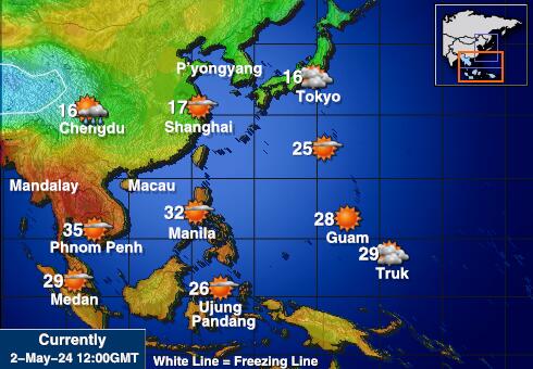 كمبوديا خريطة درجة حرارة الطقس 