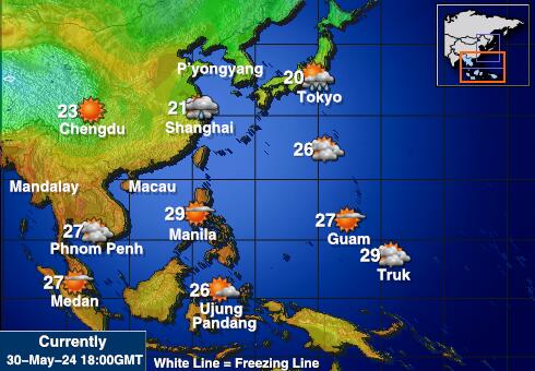 Kambodža Ilm temperatuur kaart 