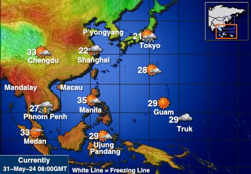 Kambodzsa Időjárás hőmérséklet térképen 