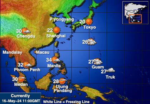 Kambodża Temperatura Mapa pogody 