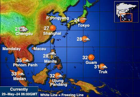 Kambodza Sää lämpötila kartta 