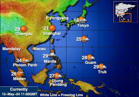 Cambodia Mapa temperatura Tempo 