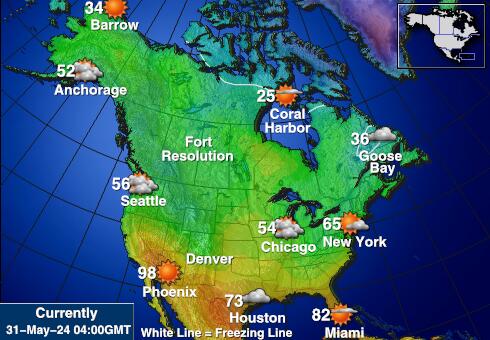 Kanada Időjárás hőmérséklet térképen 