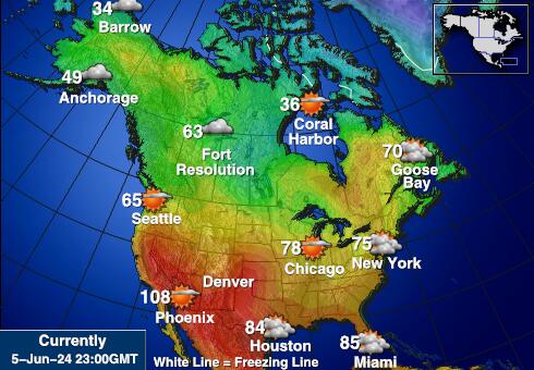 Kanada Mapa teplôt počasia 