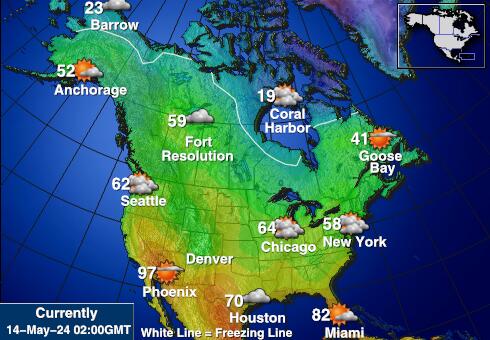 Kanada Vremenska prognoza, Temperatura, karta 