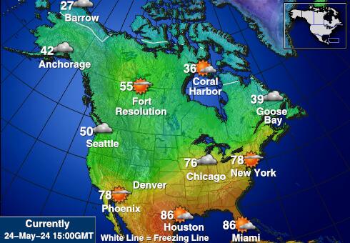 Canada Harta temperaturii vremii 