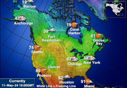 كندا خريطة درجة حرارة الطقس 