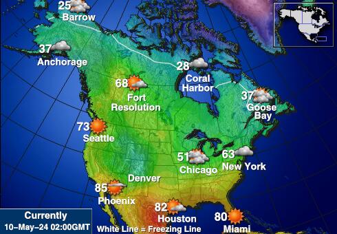 Canada Vejret temperatur kort 
