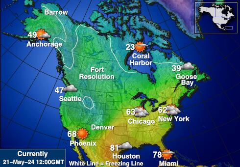 Canada Mapa temperatura Tempo 